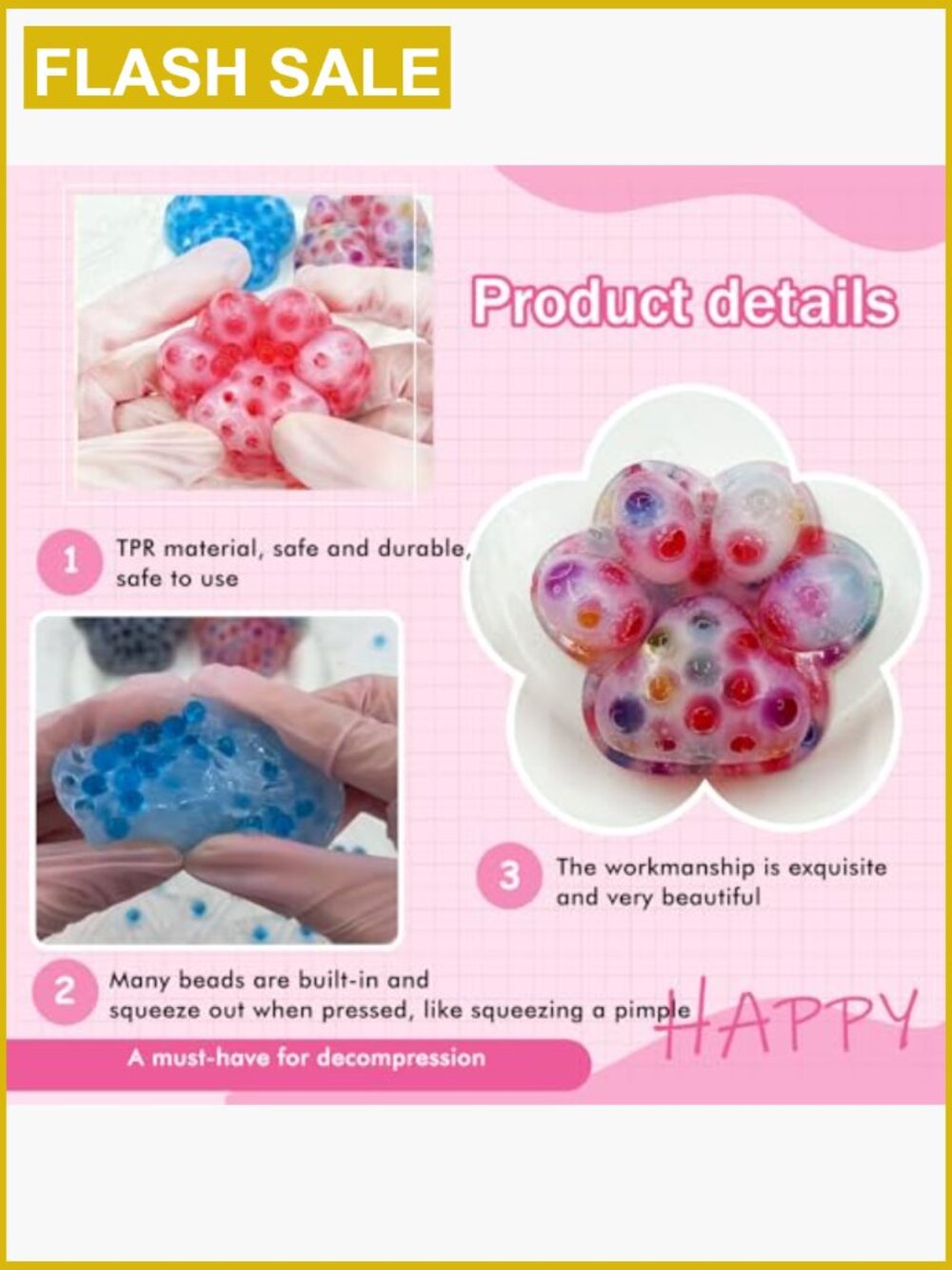 4 Pcs Pimple Popping Fidget Stress Relief Ball for Anxiety ADHD OCD - Picture 5 of 7